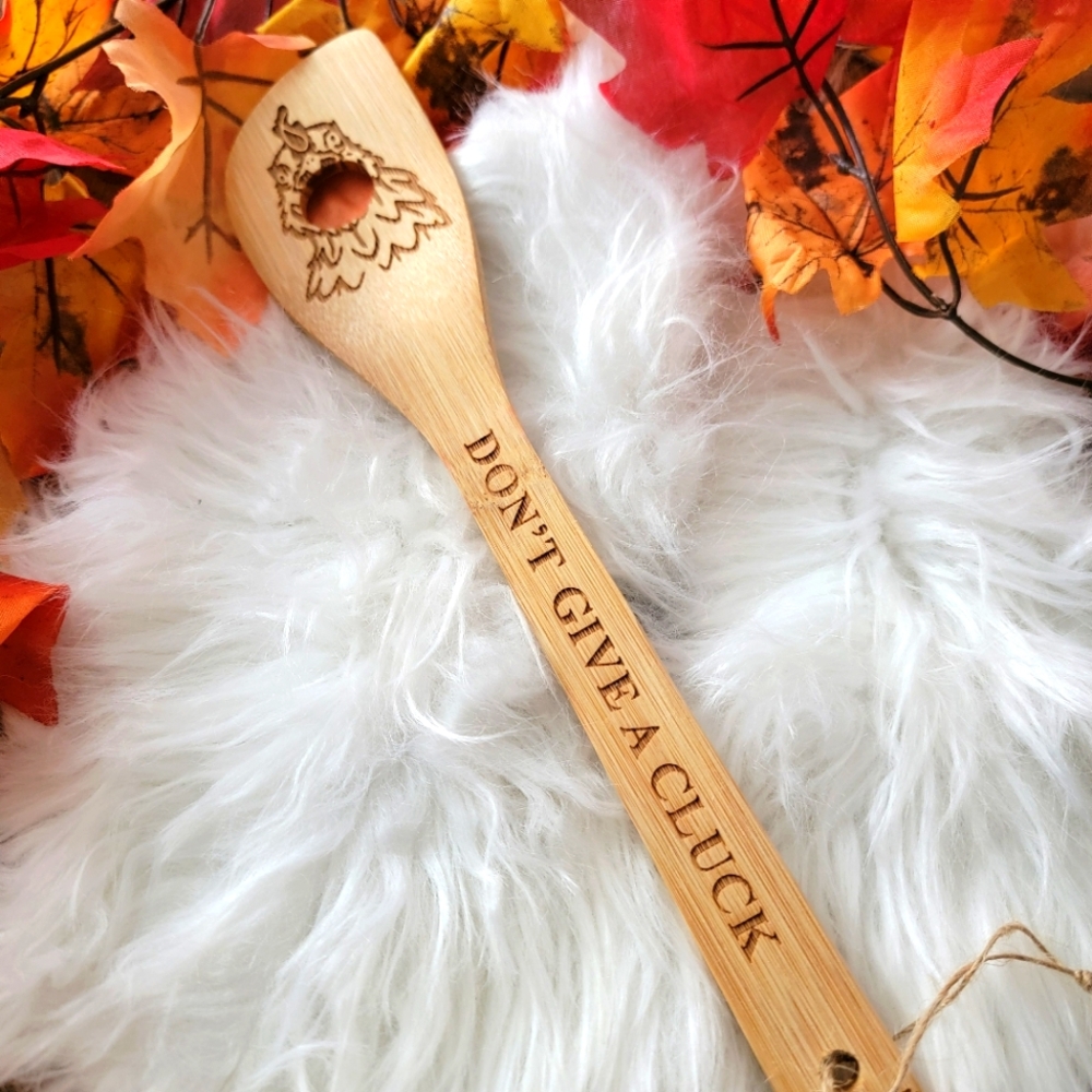 Decor Engraved Bamboo Chicken Wooden Spoon